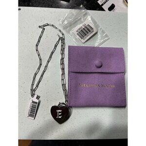 Melinda Maria Love Letters Initial Heart Medallion Necklace "E" Silver